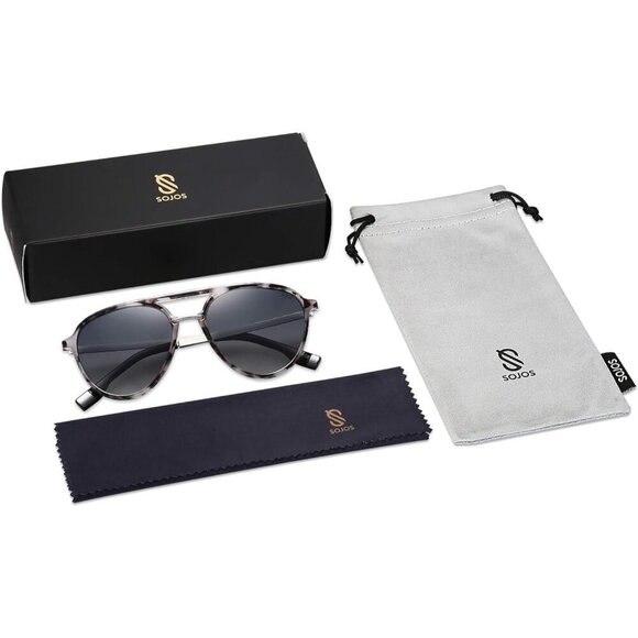 Unisex Retro Aviator Sunglasses Tortoise Grey Polarized UV400 Protect main image 5